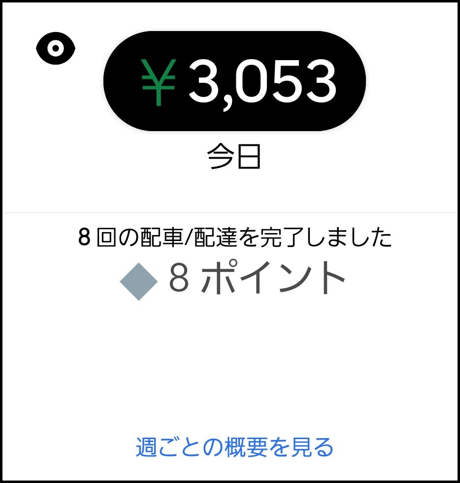 Uber Eats 12月1日 収益スクリーンショット