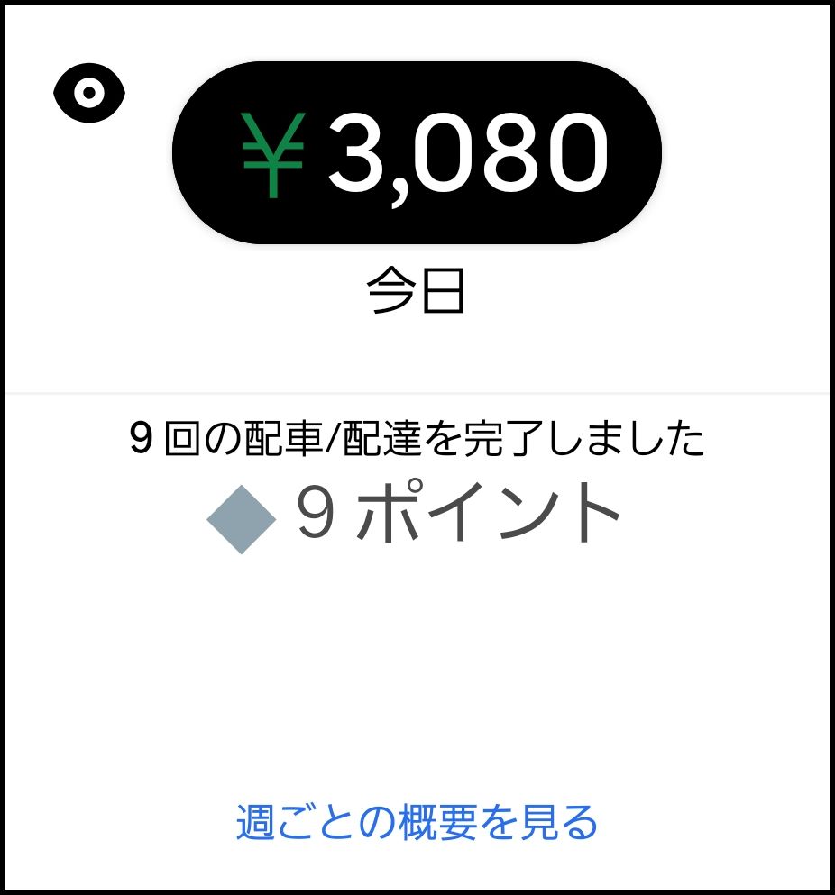 Uber Eats 12月5日 収益スクリーンショット